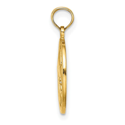 10K Gelbgold 10K Fleur De Lis auf Oval Plättchen Charm