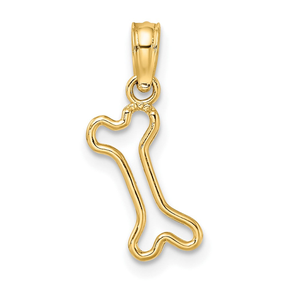 10K Gelbgold 10K Ausgeschnitten Poliert Mini Hund Bone Charm