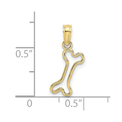 10K Gelbgold 10K Ausgeschnitten Poliert Mini Hund Bone Charm