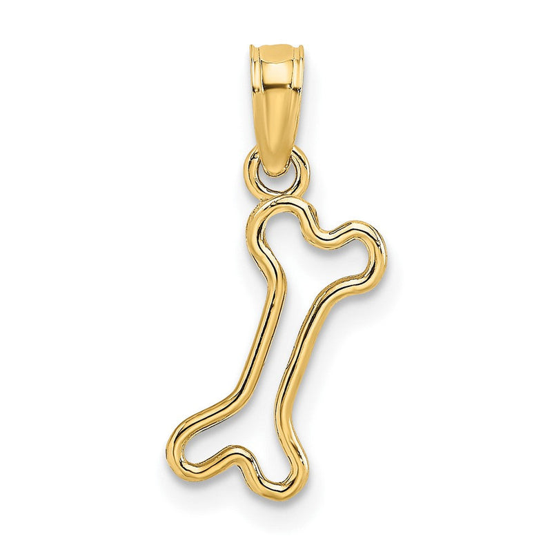 10K Gelbgold 10K Ausgeschnitten Poliert Mini Hund Bone Charm