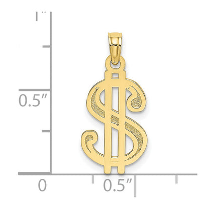 10K Gelbgold 10K Strukturiert Dollar Zeichen Charm