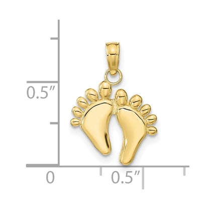 10K Gelbgold 10K Doppelt Feet Hang Ten Style Charm