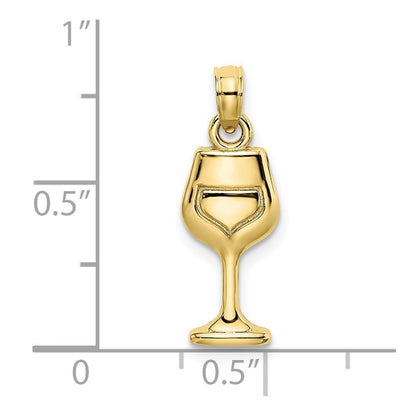 10K Gelbgold 10K Wine Glas Charm