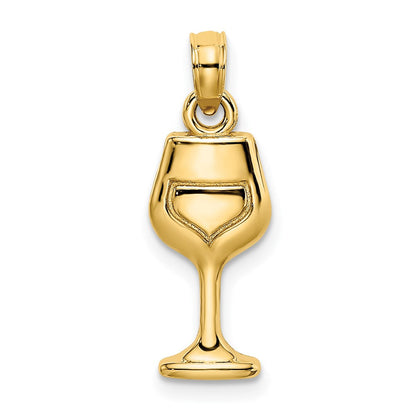 10K Gelbgold 10K Wine Glas Charm