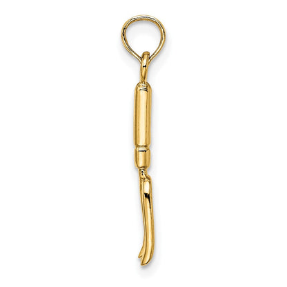 10K Gelbgold 10K 3-d Fork Garden Tool Charm