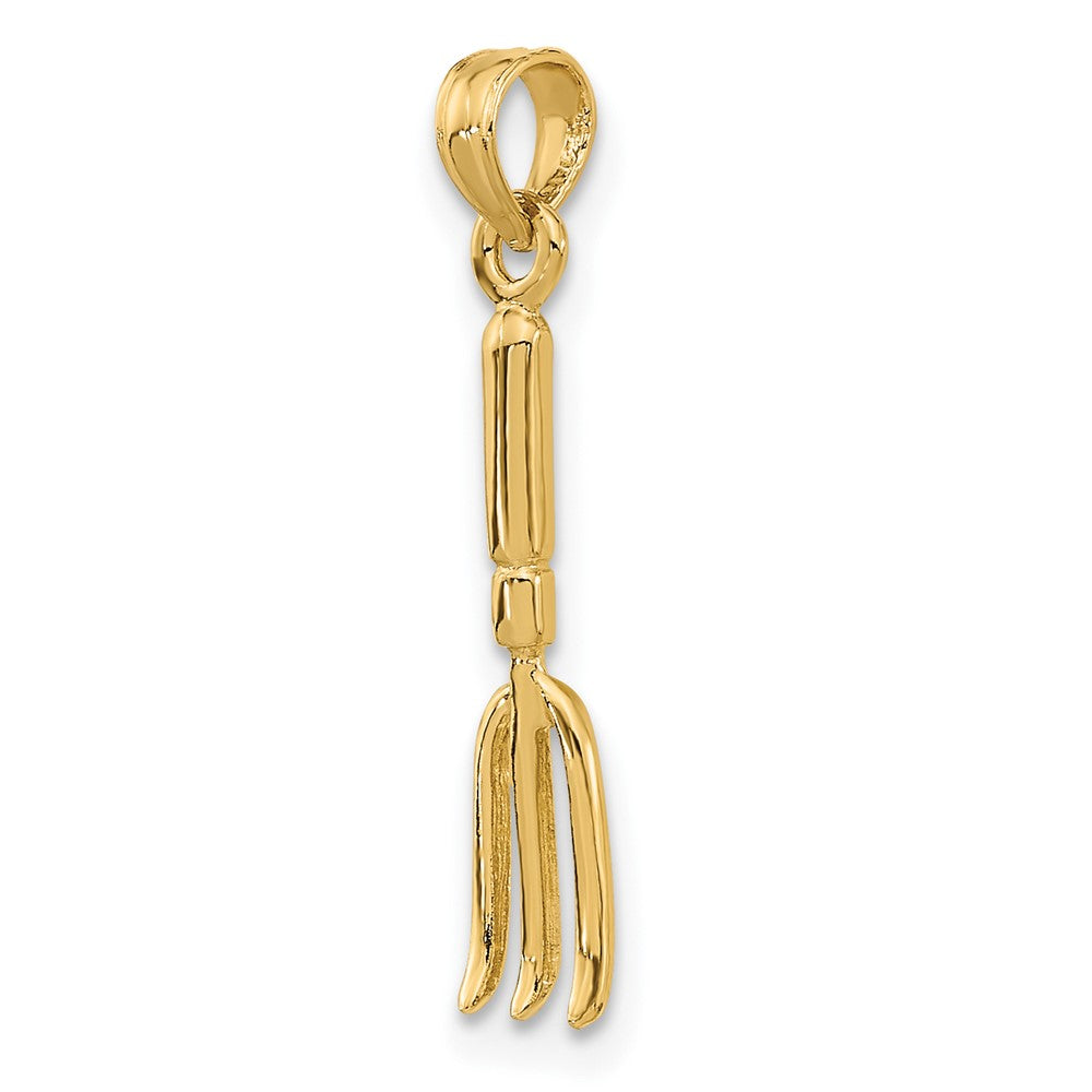 10K Gelbgold 10K 3-d Fork Garden Tool Charm