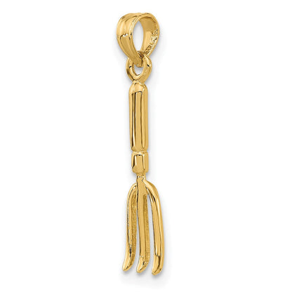 10K Gelbgold 10K 3-d Fork Garden Tool Charm