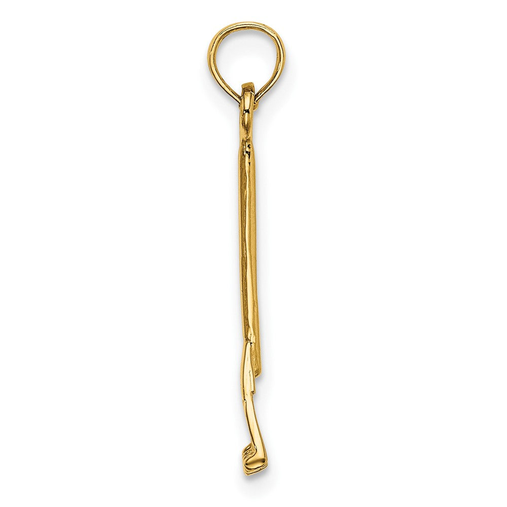 10K Gelbgold 10K 3-d Blatt Rake Garden Tool Charm