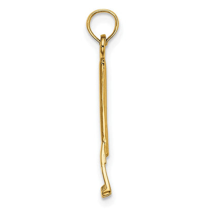 10K Gelbgold 10K 3-d Blatt Rake Garden Tool Charm