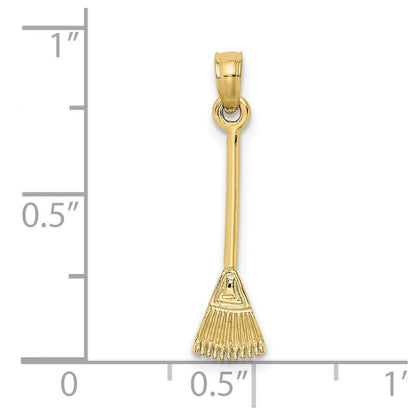 10K Gelbgold 10K 3-d Blatt Rake Garden Tool Charm