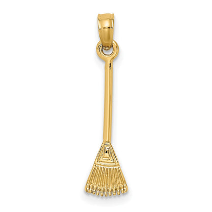 10K Gelbgold 10K 3-d Blatt Rake Garden Tool Charm