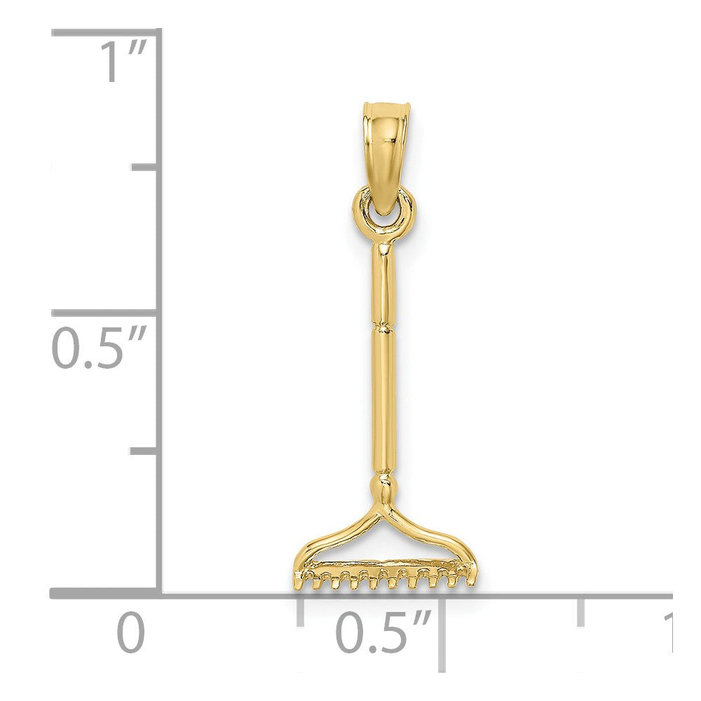 10K Gelbgold 10K 3-d Landscape Rake Garden Tool Charm