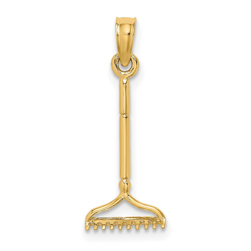 10K Gelbgold 10K 3-d Landscape Rake Garden Tool Charm