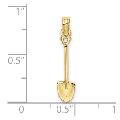 10K Gelbgold 10K 3-d Poliert Shovel Garden Tool Charm