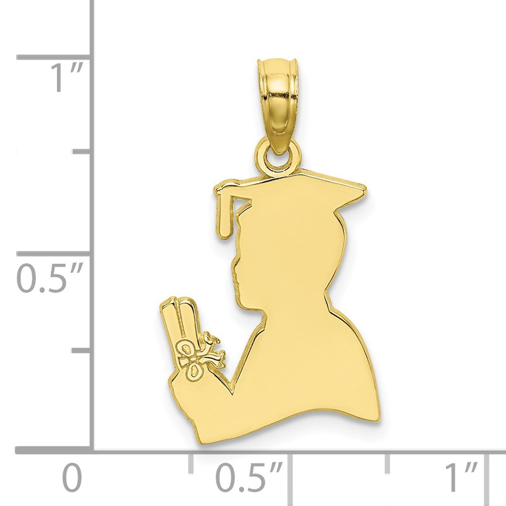 10K Gelbgold Poliert Male Abschluss Profile Charm