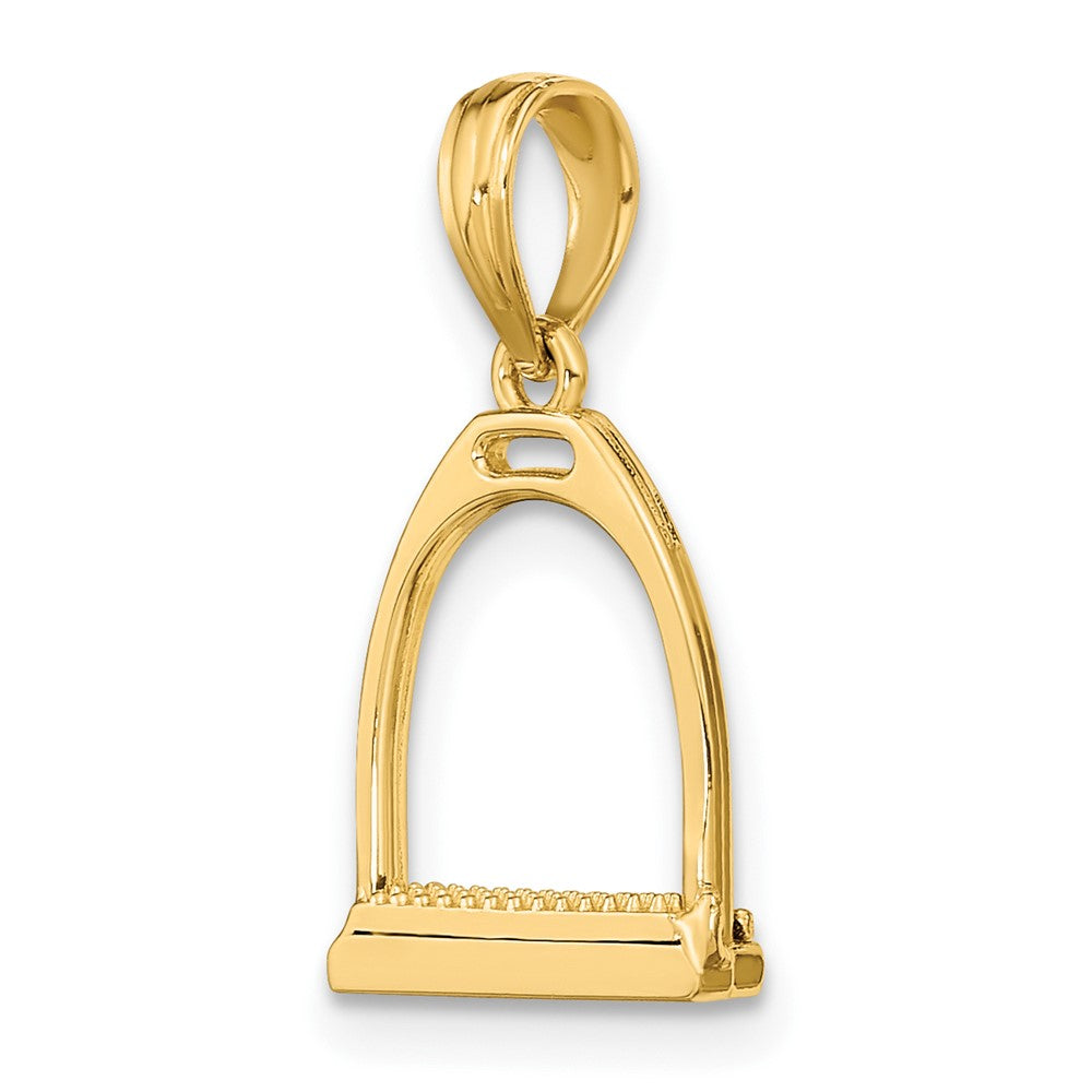 10K Gelbgold 10K 3-d Poliert Klein Pferd Stirrup Charm