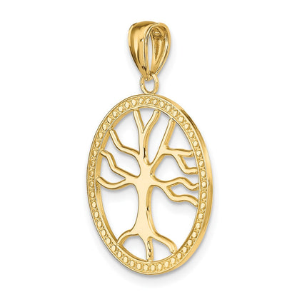 10K Gelbgold 10K Groß Baum Of Leben in Rund Rahmen Charm
