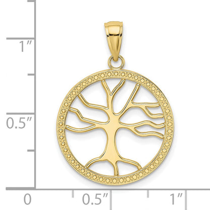 10K Gelbgold 10K Groß Baum Of Leben in Rund Rahmen Charm
