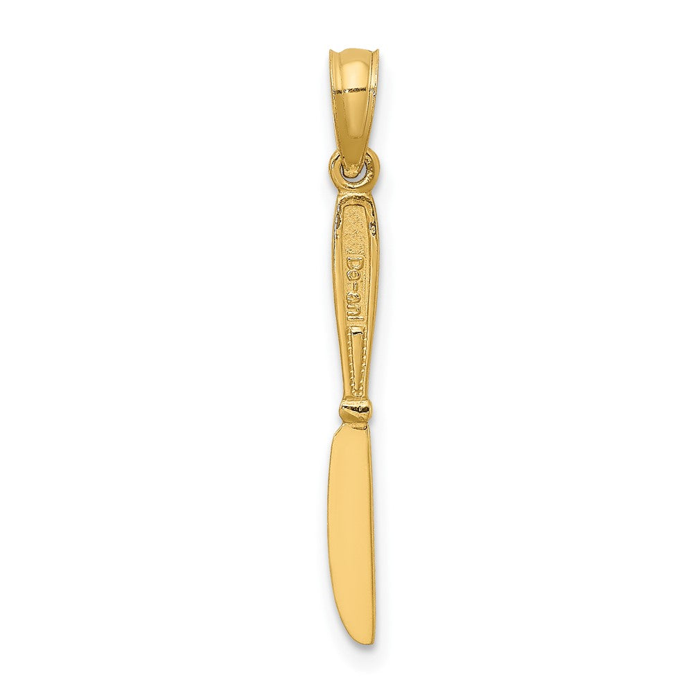 10K Gelbgold 10K 3-d und Poliert Tisch Messer Charm