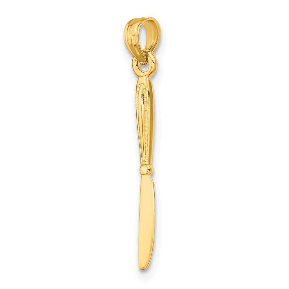 10K Gelbgold 10K 3-d und Poliert Tisch Messer Charm