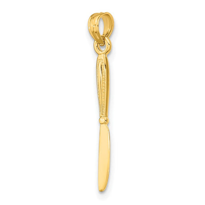 10K Gelbgold 10K 3-d und Poliert Tisch Messer Charm