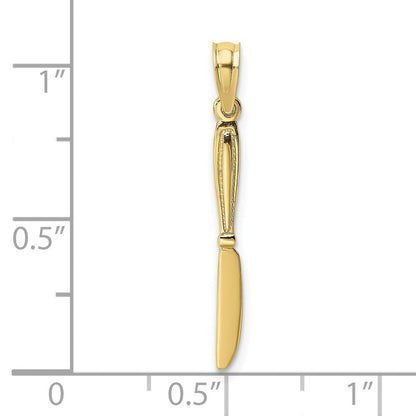 10K Gelbgold 10K 3-d und Poliert Tisch Messer Charm