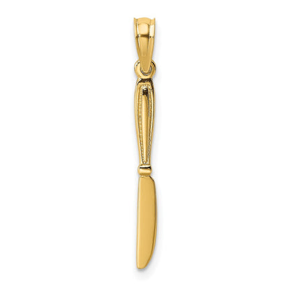 10K Gelbgold 10K 3-d und Poliert Tisch Messer Charm