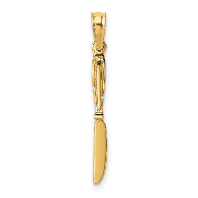 10K Gelbgold 10K 3-d und Poliert Tisch Messer Charm