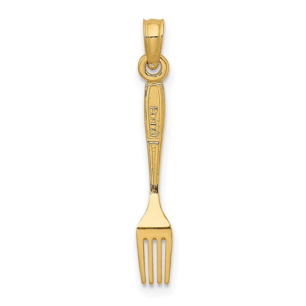 10K Gelbgold 10K 3-d und Poliert Tisch Fork Charm