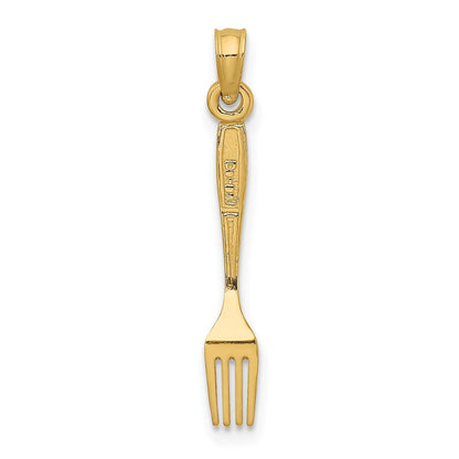 10K Gelbgold 10K 3-d und Poliert Tisch Fork Charm