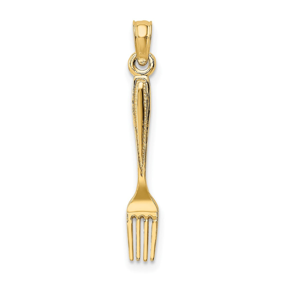 10K Gelbgold 10K 3-d und Poliert Tisch Fork Charm
