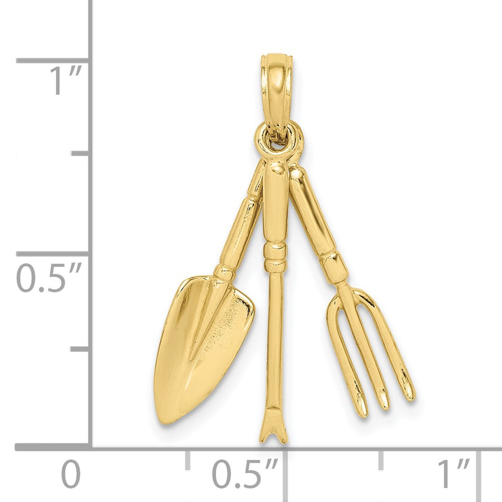 10K Gelbgold 10K 3-d Beweglich Garden Hand Tool Kollektion Charm