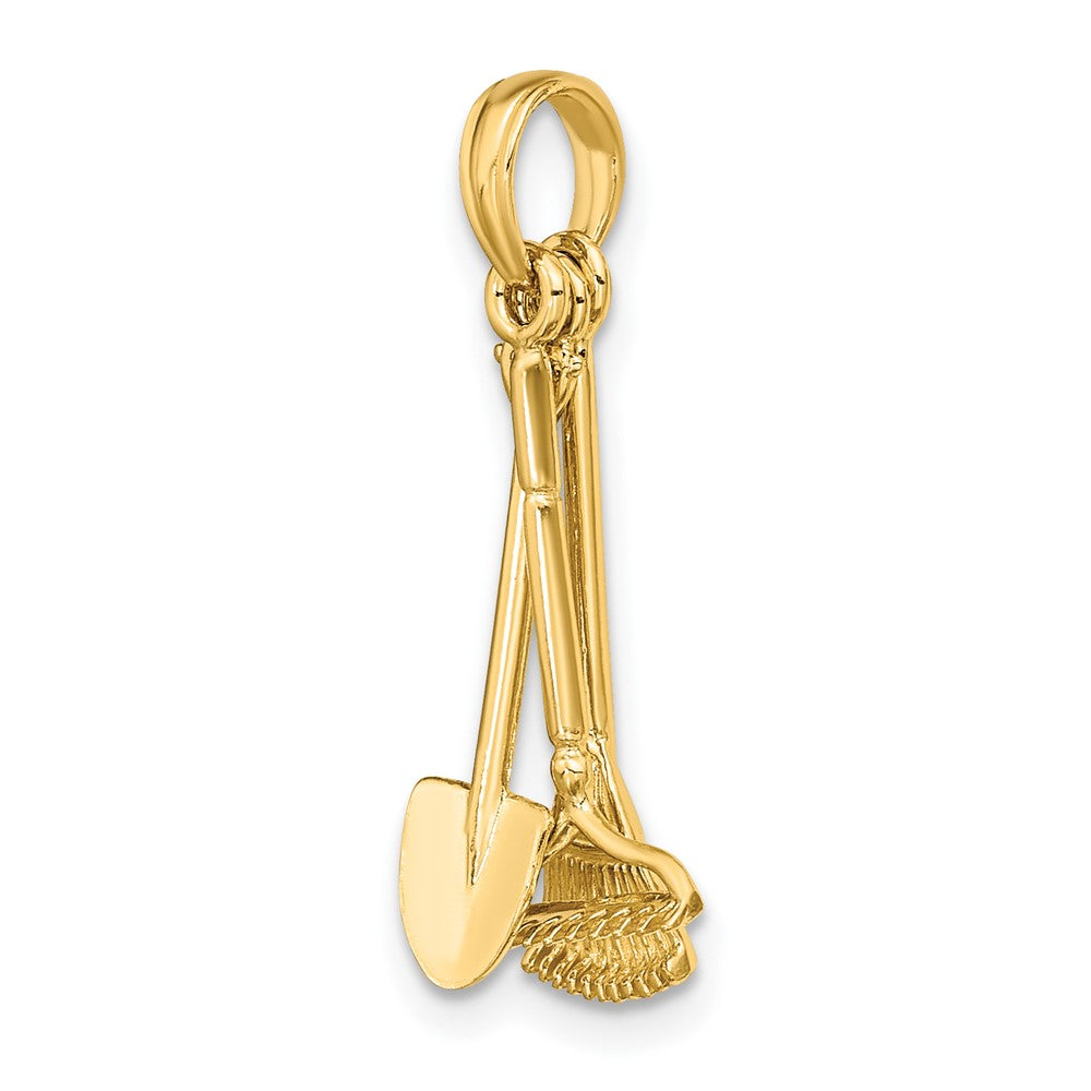 10K Gelbgold 10K 3-d Beweglich Garden Tool Kollektion Charm
