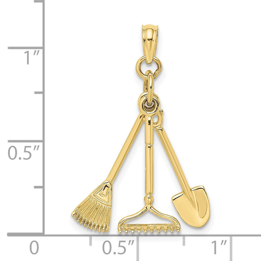 10K Gelbgold 10K 3-d Beweglich Garden Tool Kollektion Charm