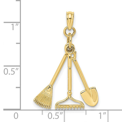 10K Gelbgold 10K 3-d Beweglich Garden Tool Kollektion Charm