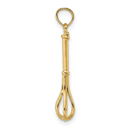 10K Gelbgold 10K 3-d Poliert Whisk Charm