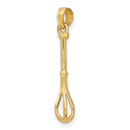 10K Gelbgold 10K 3-d Poliert Whisk Charm