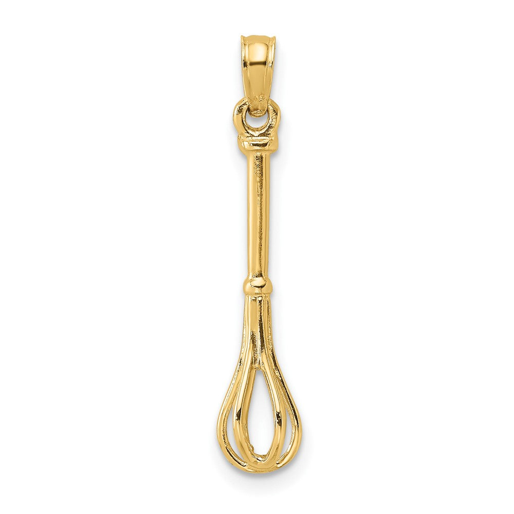 10K Gelbgold 10K 3-d Poliert Whisk Charm