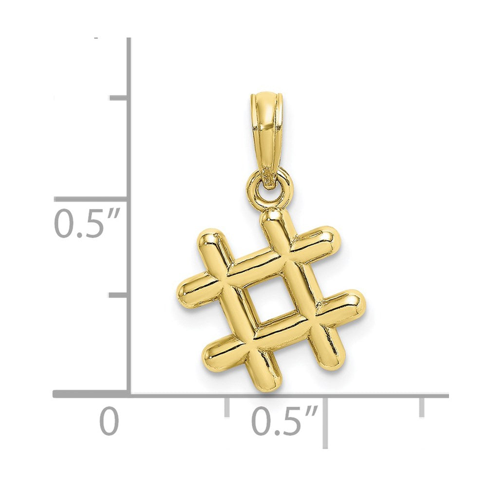 10K Gelbgold 10K 3-d Hashtag Charm