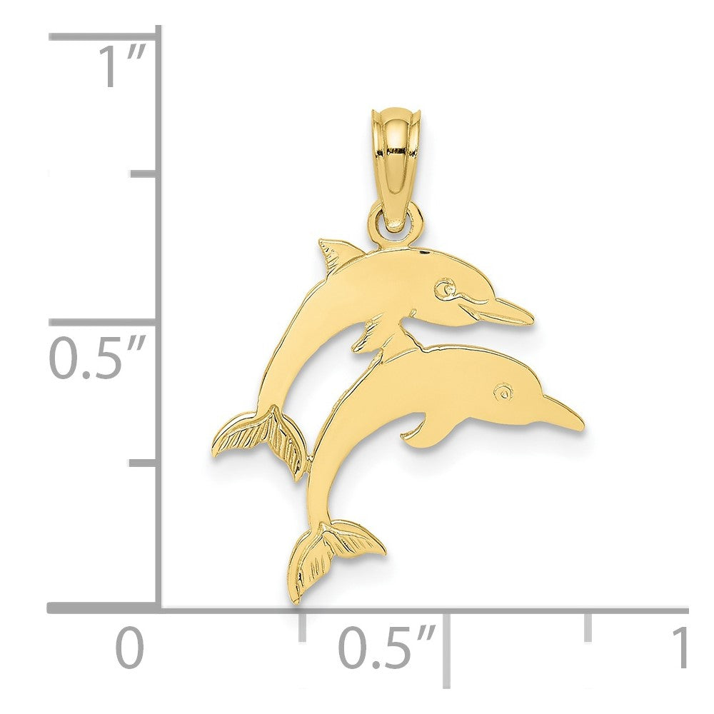 10K Gelbgold 10K Doppelt Dolphins Charm