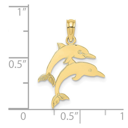 10K Gelbgold 10K Doppelt Dolphins Charm