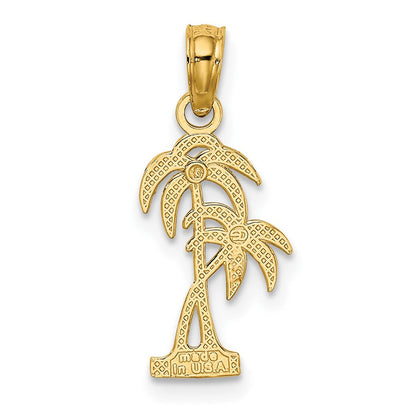 10K Gelbgold 10K Strukturiert Doppelt Palme Baum Charm