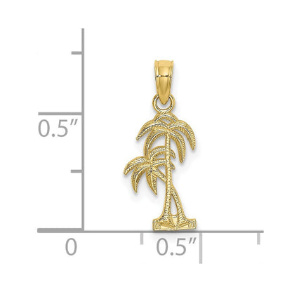10K Gelbgold 10K Strukturiert Doppelt Palme Baum Charm