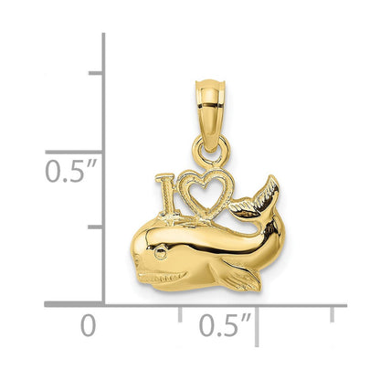 10K Gelbgold 10K Poliert I Herz Whales Charm