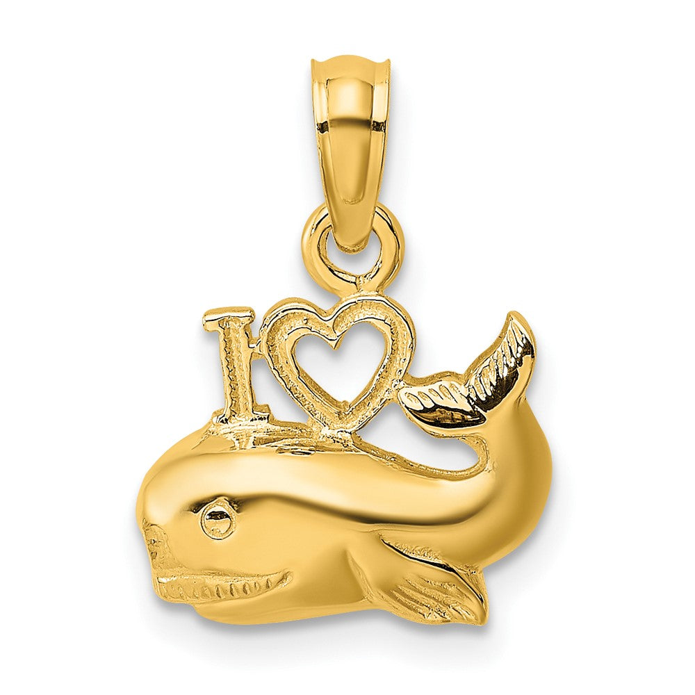 10K Gelbgold 10K Poliert I Herz Whales Charm