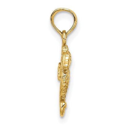 10K Gelbgold 10K 2-d Mini Seepferdchen Charm