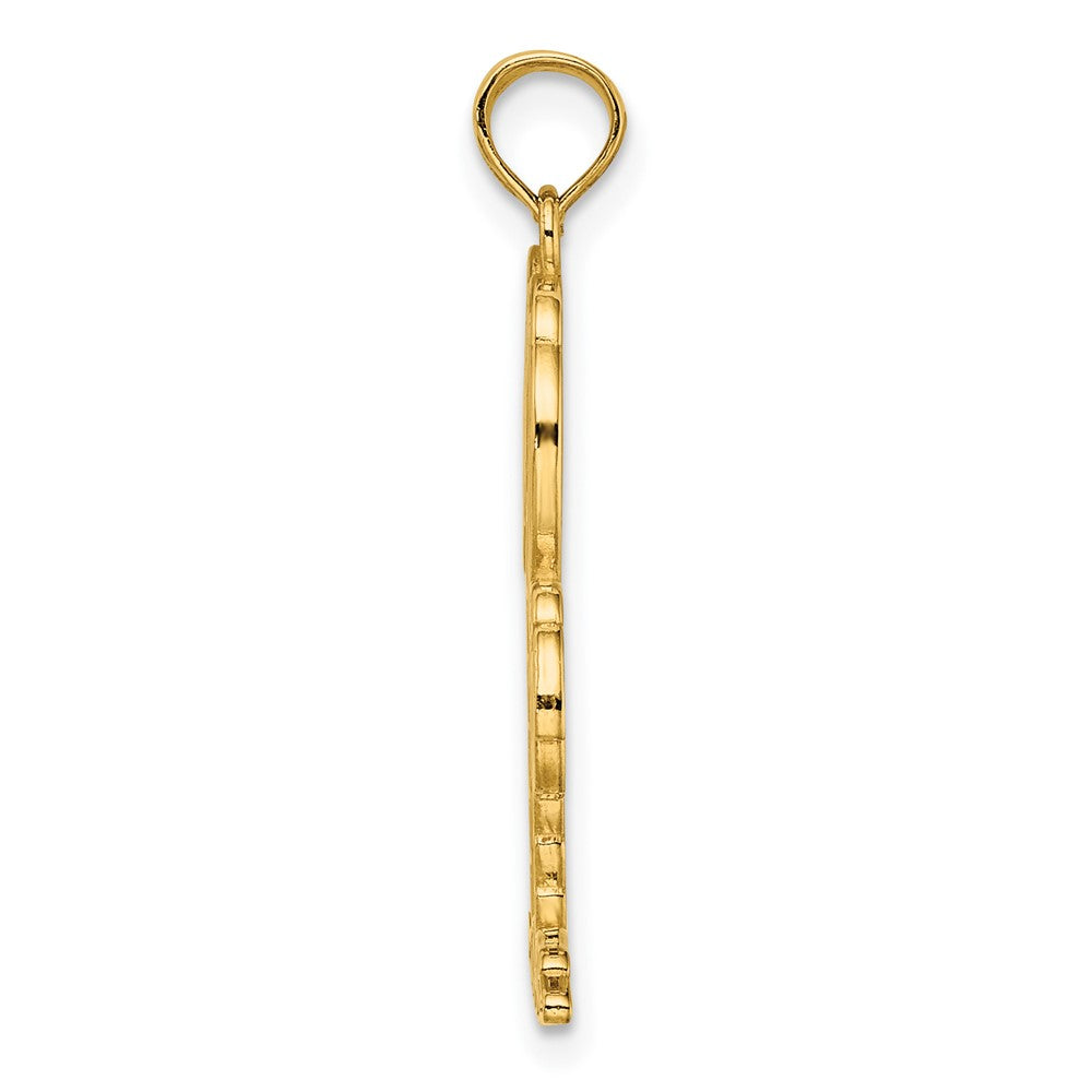 10K Gelbgold 10K 2-d Strukturiert Doppelt Palme Trees Charm