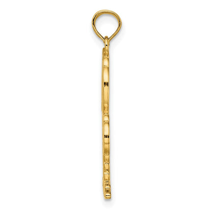 10K Gelbgold 10K 2-d Strukturiert Doppelt Palme Trees Charm