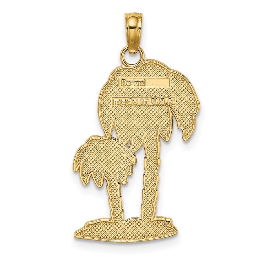 10K Gelbgold 10K 2-d Strukturiert Doppelt Palme Trees Charm