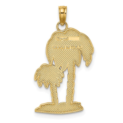 10K Gelbgold 10K 2-d Strukturiert Doppelt Palme Trees Charm